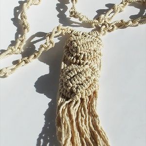 Boho 70's macrame string necklace, retro